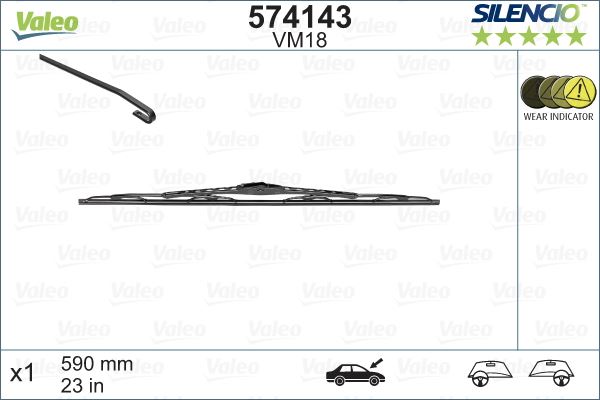 VALEO 574143 Silecek Silencio 60 Cm X1 Vm18 Renault Toyota Volvo Subaru Pejo Vw Opel Bmw Kia Fiat Swf 116148