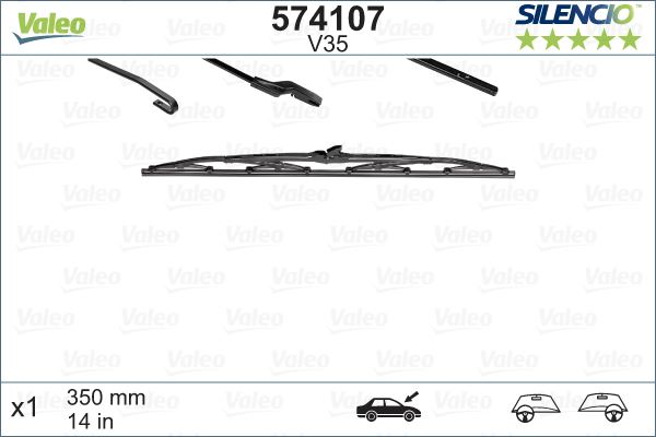 VALEO 574107 Silecek Silencio 35 Cm X1 V35 Arka Golf Iv-Focus Bmw E61 Kalos Matiz Berlig Vito Kng Ibiza Yaris