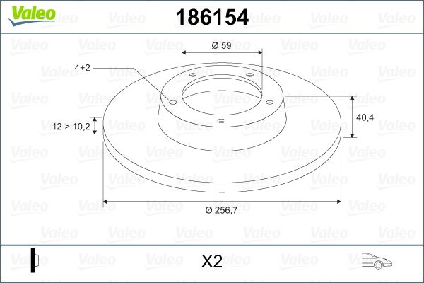 VALEO 496076 On Fren Diski Tempra-Tipo-Marea-Brava-Bravo 96> Alfa Romeo 145-146 Lancia Delta-Ypsilon 257x12x4dl