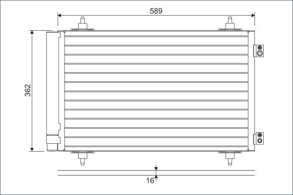 KALE 382785 Klima Radyatörü Kondenseri Peugeot Expert 07> P807 06> Citroen Jumpy 07> C8 06> Toyota Proace 13> 590x361x12 Kurutucu İle Brazing Al/Al Klima Radyatörü