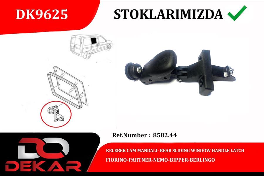 DEKAR DK9625 Kelebek Cam Mandali Arka Fiorino-Partner-Nemo-Bipper-Berlingo