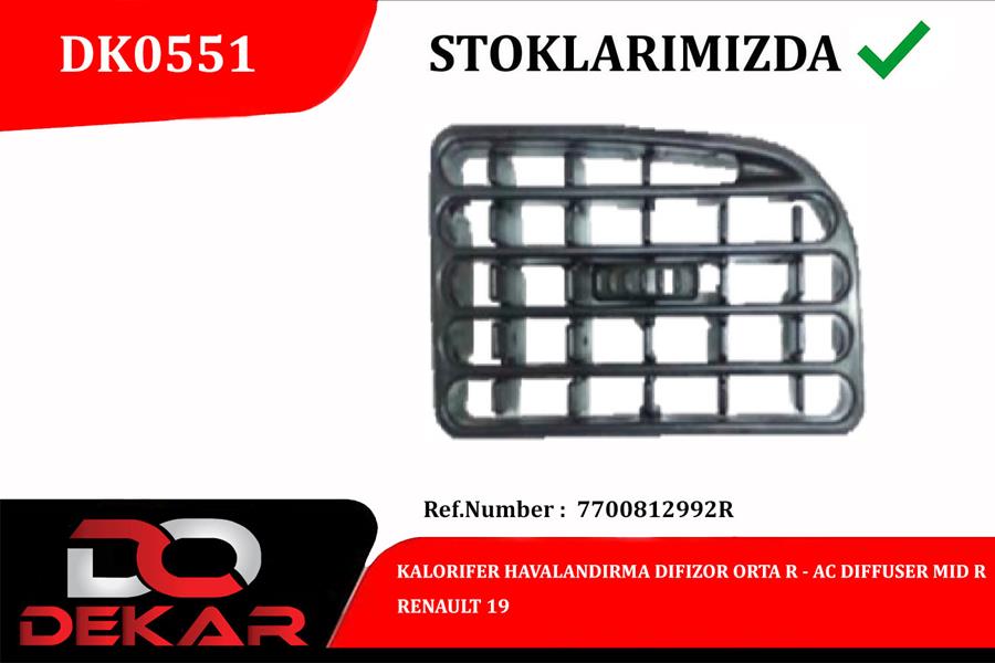 YP9859 Renault R19 Difüzörü Orta Sağ