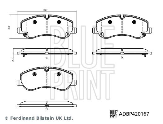 BLUEPRINT ADBP420167 Fren Balatasi Takimi Deliver 9 Sv6 Ev90 Sh5 V90 Sh5 V90 Sh6 V90 Bus Sh6 Edeliver 9 Sv6