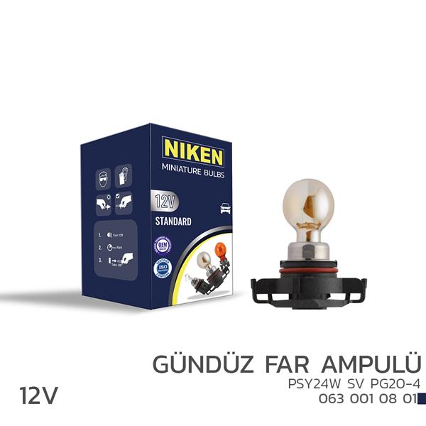 NIKEN 0630010801 Niken 12v Psy24w Gündüz Far Ampulü Pg20-4 10l