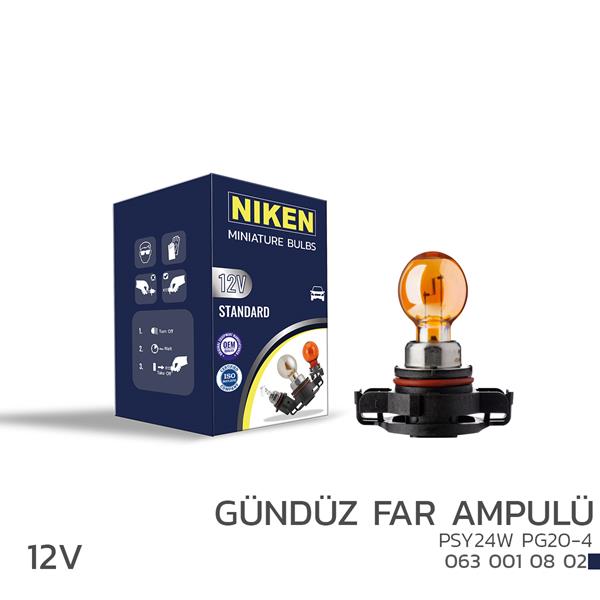 NIKEN 0630010802 Niken 12v Psy24w Gündüz Far Ampulü Pg20-4 Amb 10l