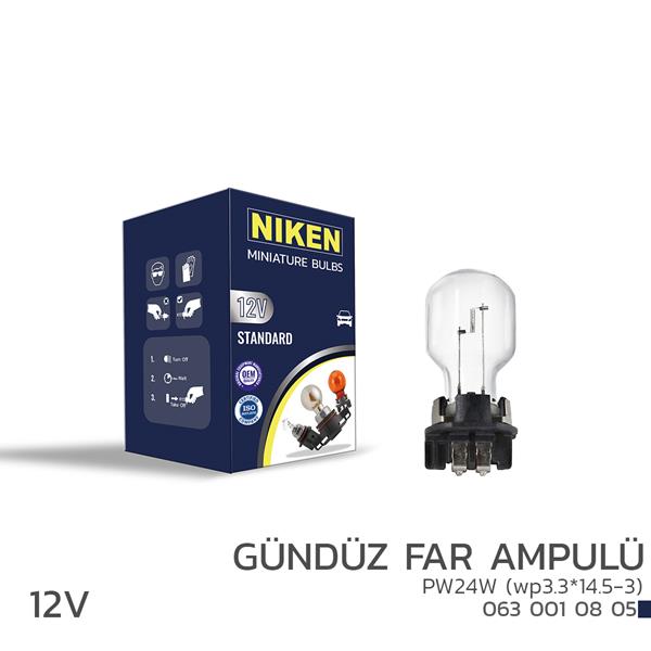 NIKEN 0630010805 Niken 12v Pw24w Gündüz Far Amp Wp3.3x14.5-3 10lu