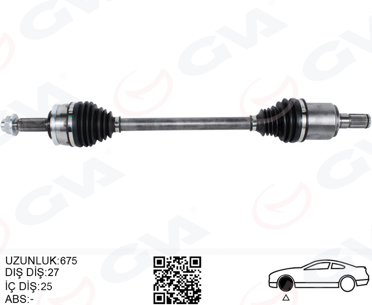 GVA 4491155 Komple Aks Sol Hyundai Bayon 1.0l 1.4l G3le G4lc 21-> 25x27 Komple Boy 675mm
