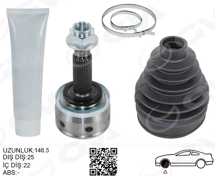 GVA 4491154K Aks Kafasi Diş Hyundai Bayon 1.0l 1.4l G3le G4lc 21-> / Kia Rio. Stonic 1.4l G4lc 19-> 25x22x52.5