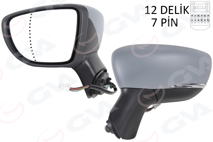 GVA 1014821 Diş Dikiz Aynasi Sol Eletrikli Isitmali Sinyalli Astarli Asferik Captur 17-