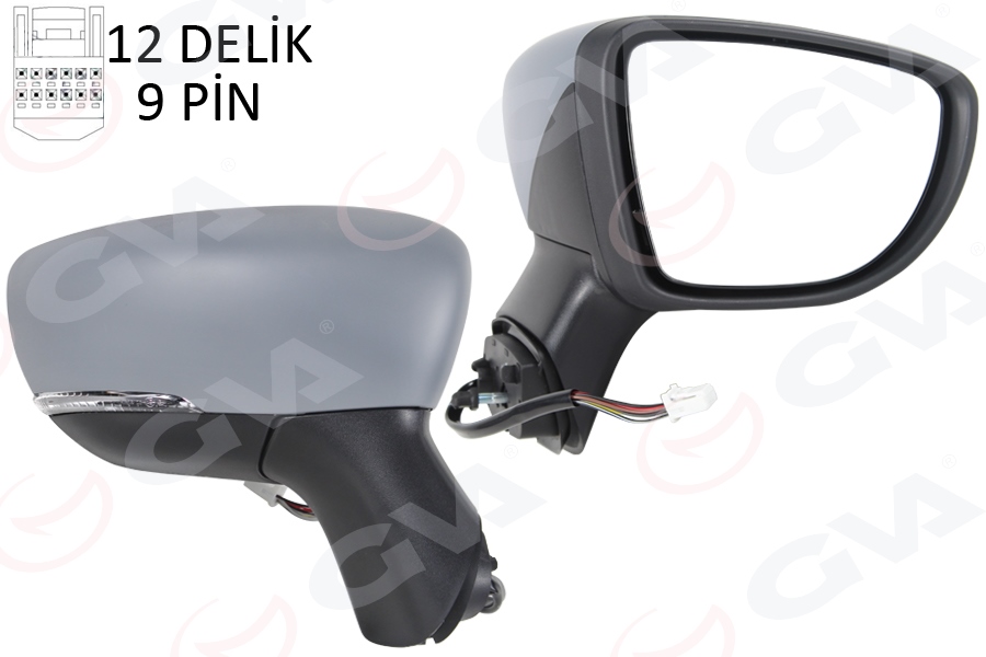 GVA 1014820 Diş Dikiz Aynasi Sağ Elektrikli Isitmali Sinyalli Sensörlü Astarli Konveks Captur 17-