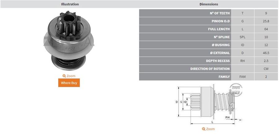 ZEN 0068 9 Dis Audi 80-100 1.6 76-86 Model