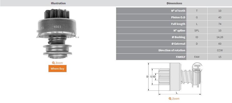 ZEN 1003 10 Dis Perkins Motor Marine-Lombardini Ccw
