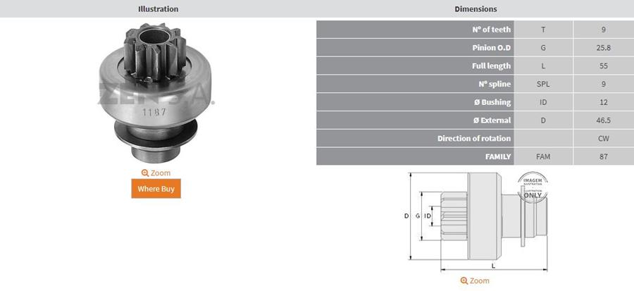 ZEN 1187 9 Dis Citroen Cx-Peugeot 309-405-504-505-J5-J7-Renault Master-Trafic-Volvo 345