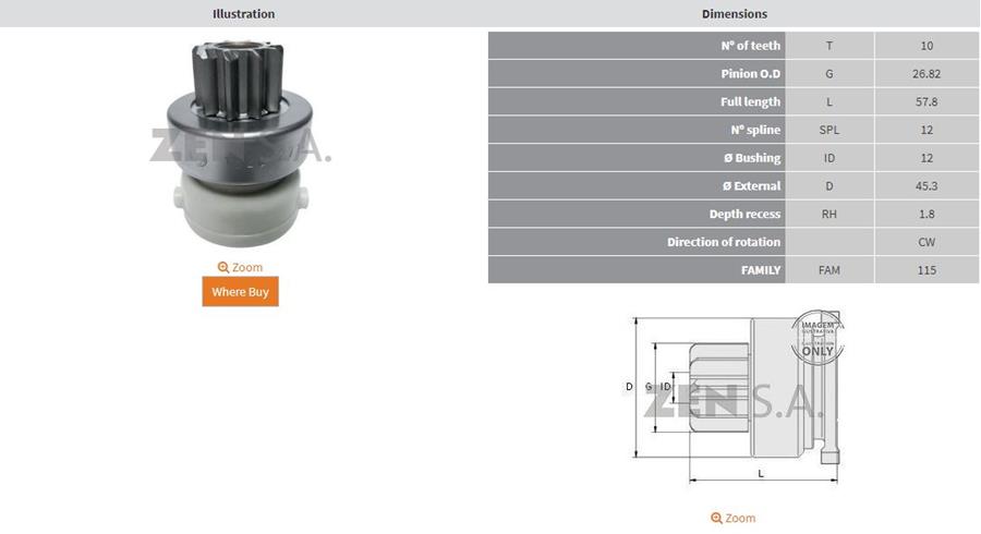 ZEN 1820 10 Dis Ford Fiesta 1.25-1.4-Focus 1.6