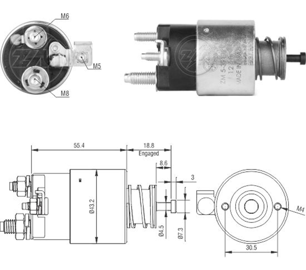 ZM 5391 12v Citroen Berlingo-C3-C4 1.4l-1.6l-Peugeot 206-207-208-Partner 1.4l-1.6l