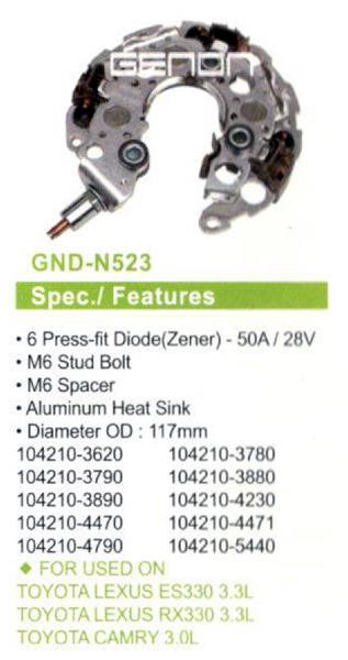GENON N523 Toyota Lexus Es330 3.3l-Rx330 3.3l-Camry 3.0l 117mm 6 Diot M6