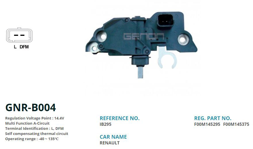 GENON B004 12v Renault Clio-Megane-Master-Dacia Logan Benzinli 150 Amp L. Dfm
