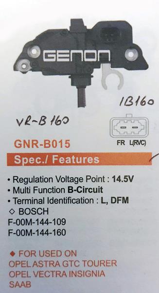 GENON B015 12v Opel Vecra C-Zafira 1.9 Cdti-Saab 9-3 1.9 Tid-1.9 Ttid 140 Amp L. Dfm