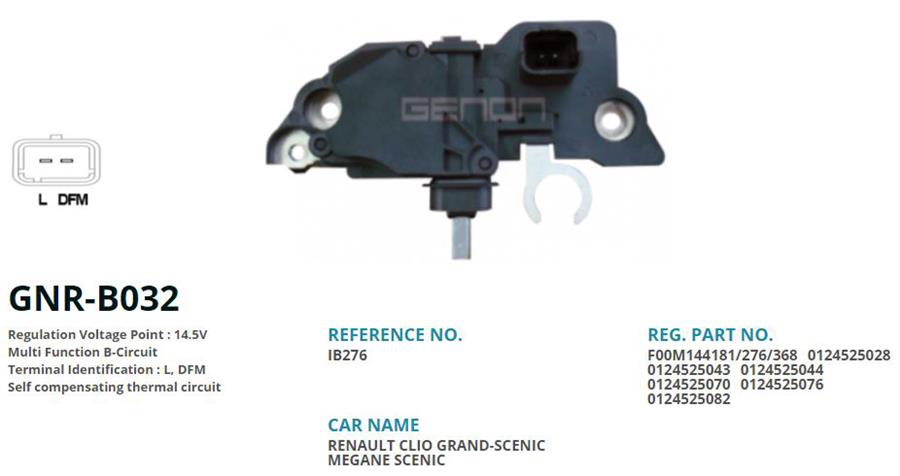 GENON B032 12v Renault Clio-Grand Scenic-Megane-Scenic L. Dfm