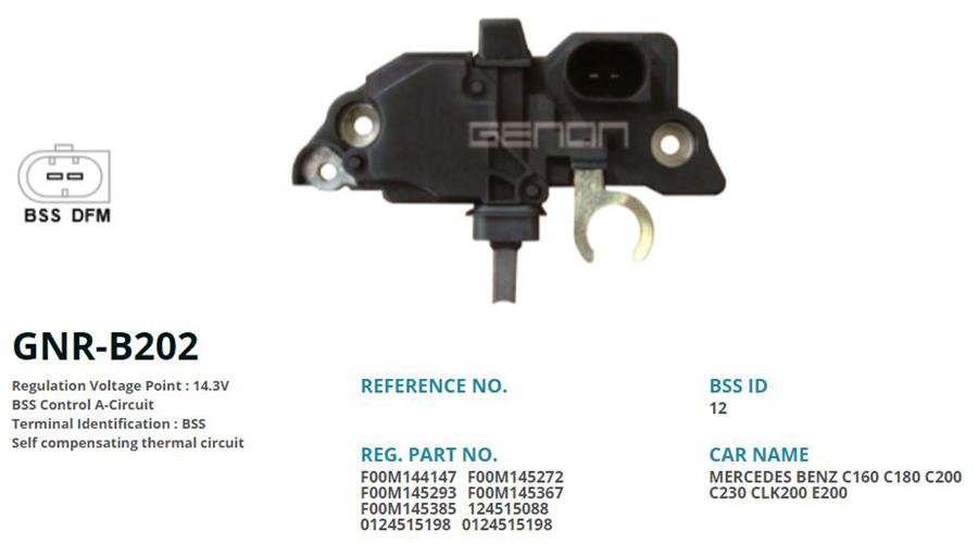 GENON B202 12v Mercedes C180-C200-E200-Viano-Vito Bss