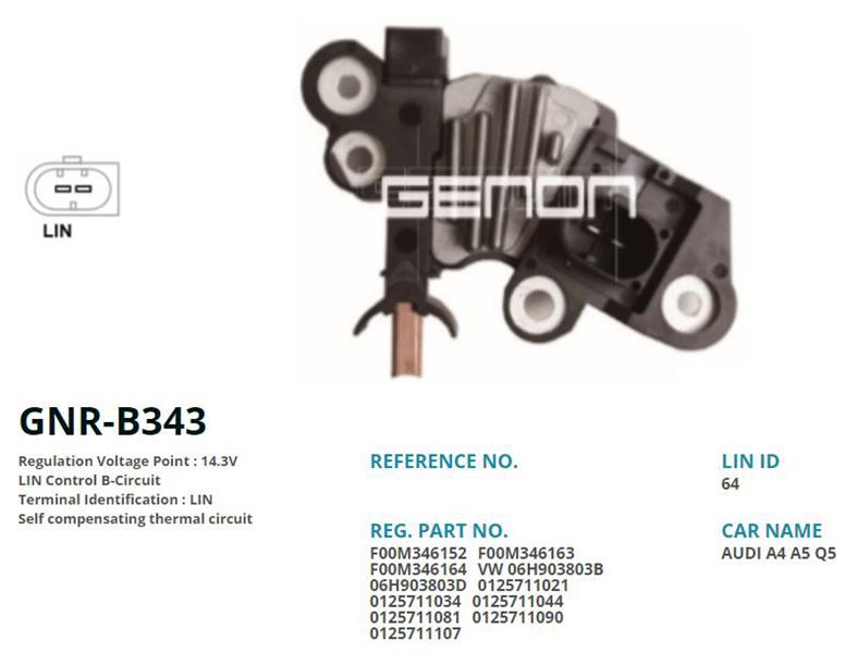 GENON B343 12v Audi A4-A5-Q5-Seat Exeo 2.0 Tdi Lin