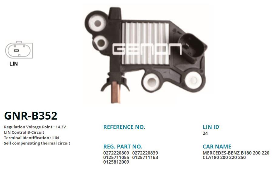 GENON B352 12v Mercedes A160-C180 1.6-E200-E250 2.0 Lin