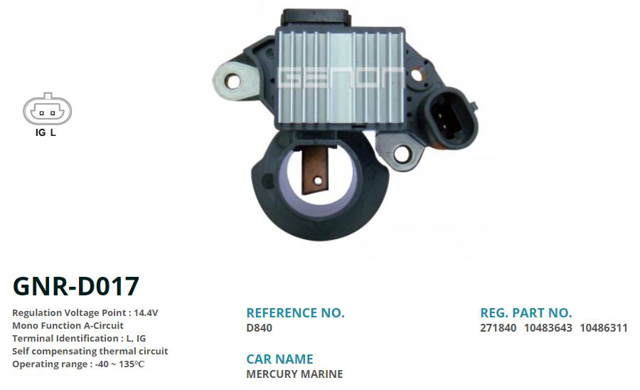 GENON D017 12v Mercury Marine L Ig