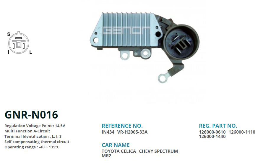 GENON N016 12v Toyota Celica 100 Amp 3 Fis 63.5mm L I S