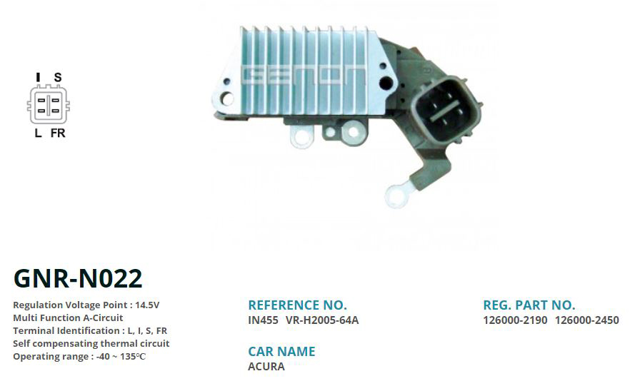 GENON N022 12v Honda Acura-Civic 63.5mm L I S Fr