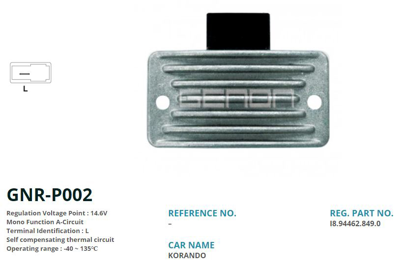 GENON P002 12v Daewoo-Ssangyong Korando Jeep 4x4 Musso 18.94462.849.0 L