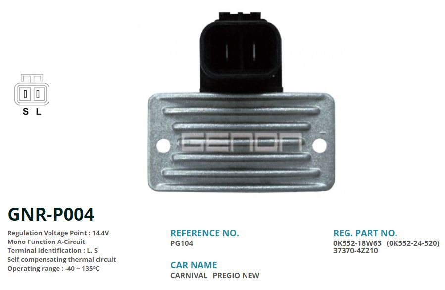 GENON P004 12v Kia Karnival 2 Fis Dik Soket 85 Amp Alt. L S