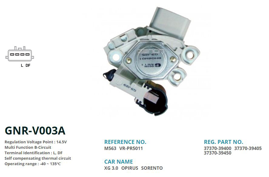 GENON V003A 12v Korea Hyundai Tucson-Santa-Fe 120 Amp Kia Sorento 4 Fis L Df
