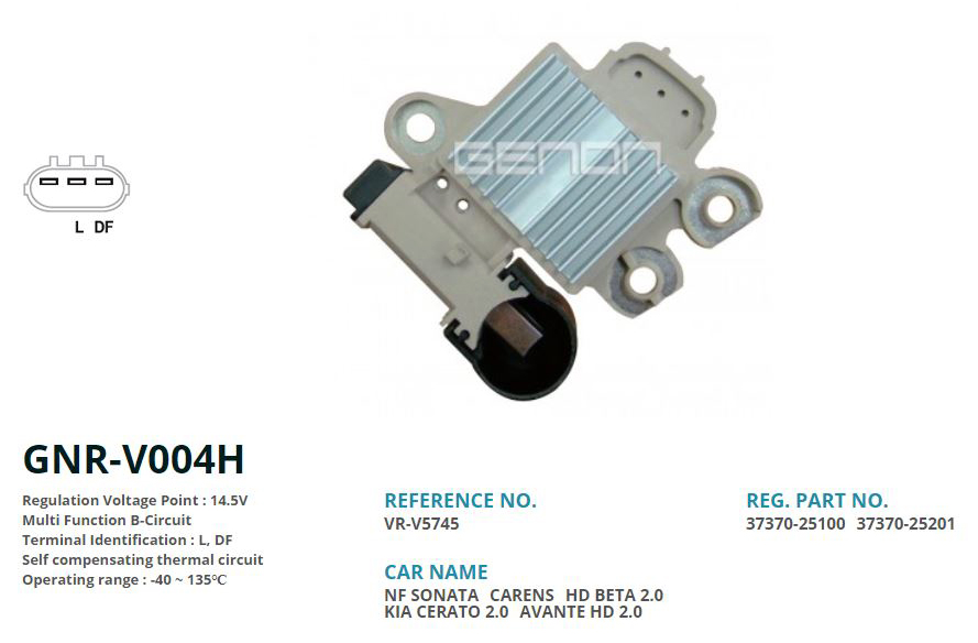 GENON V004H 12v Korea Hyundai Sonata Yeni Model 2005--->-Kia Optima 90 Amp-110 Amp 3 Fis Gnr-V004a Uyumlu L D