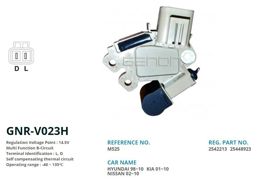 GENON V023H 12v Nissan Micra-Hyundai Sonata-Santa Fe-Kia Sorento L D