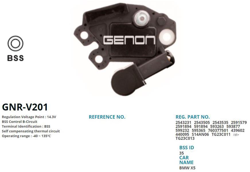 GENON V201 12v Bmw 316d-320d-520d-X3 2.0d-X5-730d -740d Bss