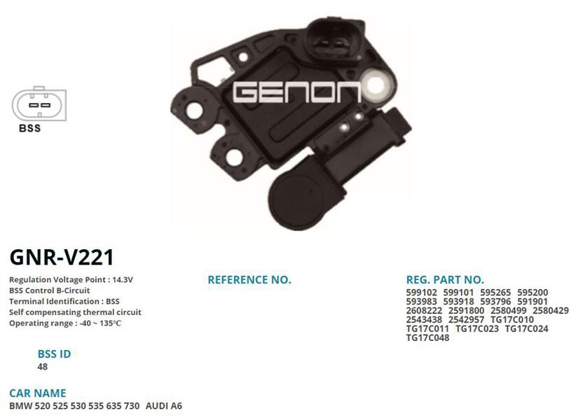 GENON V221 12v Bmw 520d-525d-530d-635d-730d Bss