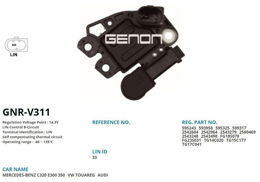 GENON V311 12v Mercedes Benz C320-E300-Sprinter-Vito/ Vw Touareg-Audi Lin