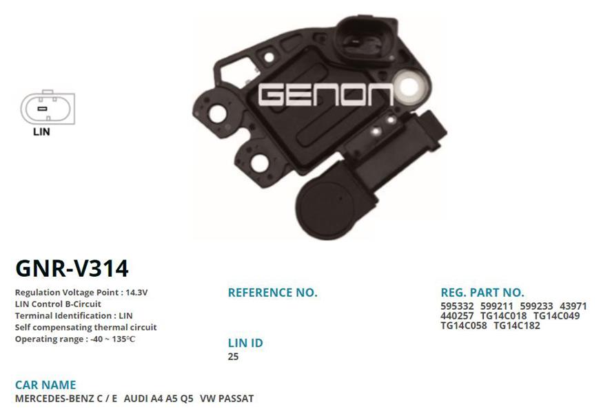GENON V314 12v Mercedes Benz C-E-Audi A4-A5-Q5-Vw Passat Lin