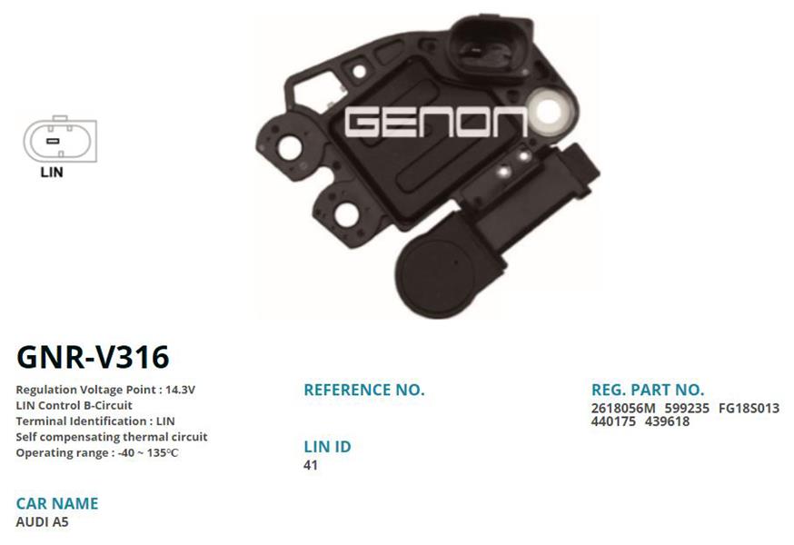 GENON V316 12v Mercedes C200-C220-E200-E220-Ml250-Vito 2.2 Cdi-Sprinter 2.1 Cdi-Jeep Grand Chrokee 3.0 Crd-Vw T