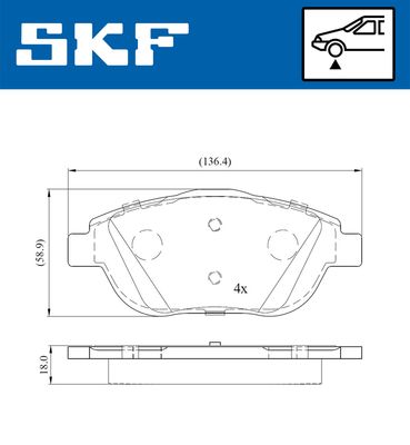 SKF VKBP80098 Ön Fren Balatasi Corsa F 19> Crossland 17> Mokka 20> C3 Ii-Iii-Aircross 09> C4 14> 208 19> 2008 19> Ds3 15> 15 İnç 283mm