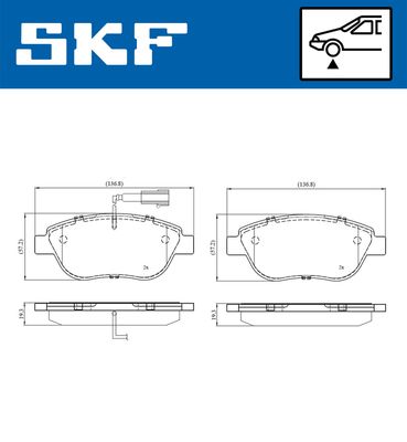 SKF VKBP80766E Ön Fren Balatasi Opel Combo D 12> Punto Evo 1.3-1.4-1.6d Mtj 09 > 500-500c 1.3dmj 10 >