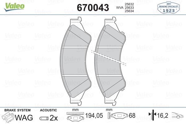 VALEO 670043 On Fren Balatasi Ranger Tke 2.2tdci / 3.2tdci 4 4 12 />