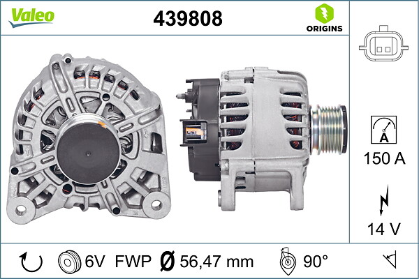 VALEO 439808 Alternatör 14v 150a Renault Clio Iv 12> Captur 13> Megane Iii 09> Megane Iv 16> Sc Nic Iv 16>22 Talisman 16> Duster Ii 17> 1.5dci