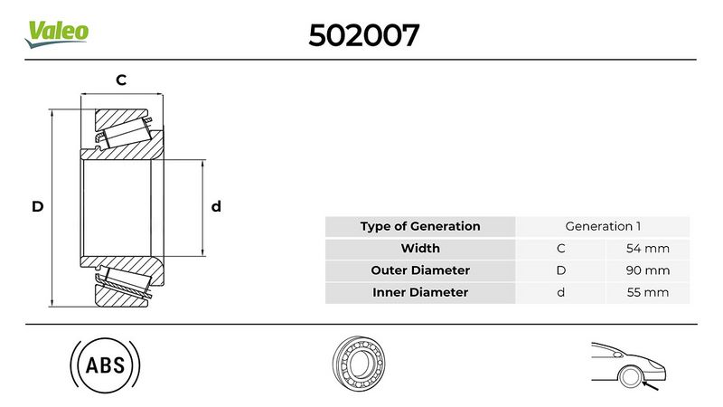 VALEO 502007 Ön Teker Rulmani Fiat Ducato 06> Citro N Jumper Ii 06> Peugeot Boxer 06> 54x90x55