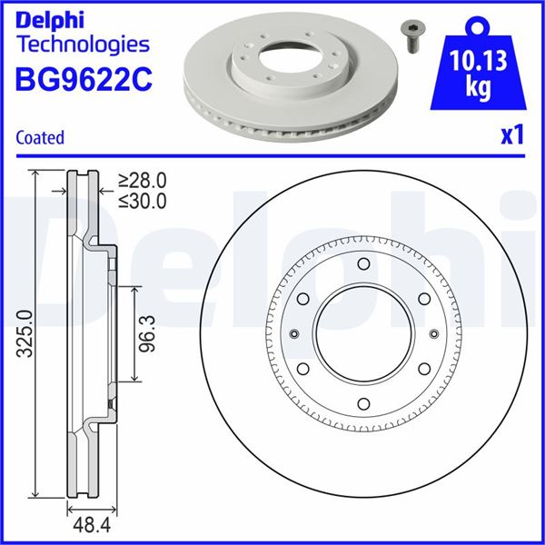 DELPHI BG9622C Fren Diski Tekli Paket -Boyali. Deliksiz Ön Hyundai