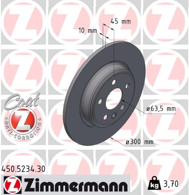 ZIMMERMANN 450.5234.30 Fren Disk Bs Land Rover Formula S Discovery Sport L550 2.0 18 >