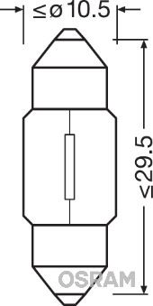 OSRAM 6438-2BL Blister Ambalaj - Tavan Ampul 12v 10w Sofit Kisa İkili Ambalaj