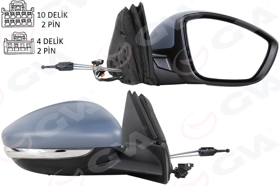 GVA 1090204 Diş Dikiz Aynasi Sağ Manuel Katlanir Opel Corsa F 19> Peugeot P208 19> Elektrikli-Astarli-Isitmali