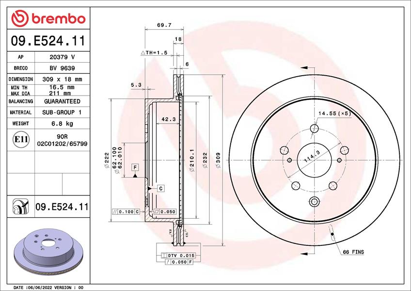 BREMBO 09E52411 Fren Diski