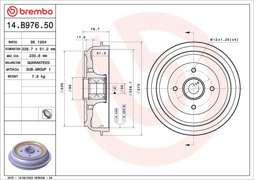 BREMBO 14B97650 Fren Kampanasi
